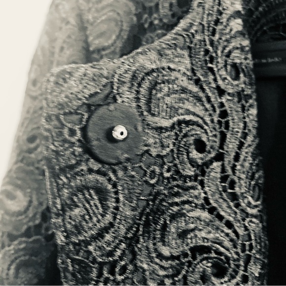 TALBOTS Sz 12 P Brocade Venice Lace Paisley Pattern Knee Length Overcoat Jacket - Picture 8 of 13